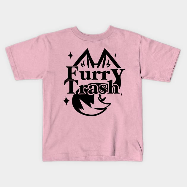 Furry Trash Black Kids T-Shirt by FloofflebuttArts